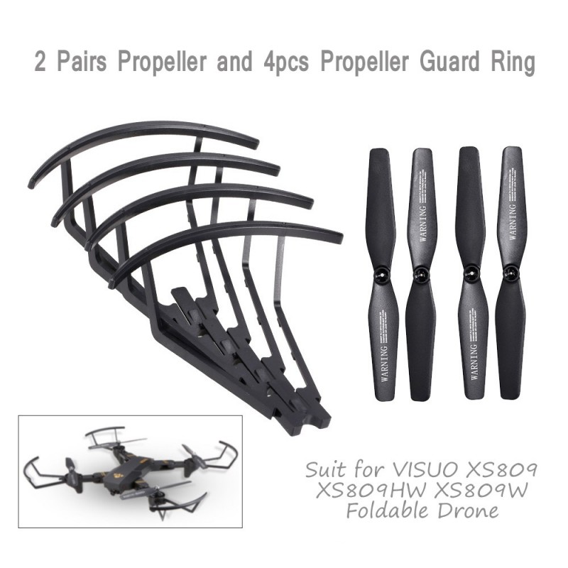 4  ELICHE E 4 PROTEZIONI RICAMBI PER  DRONE, VISUO, XS809HW  PARTS