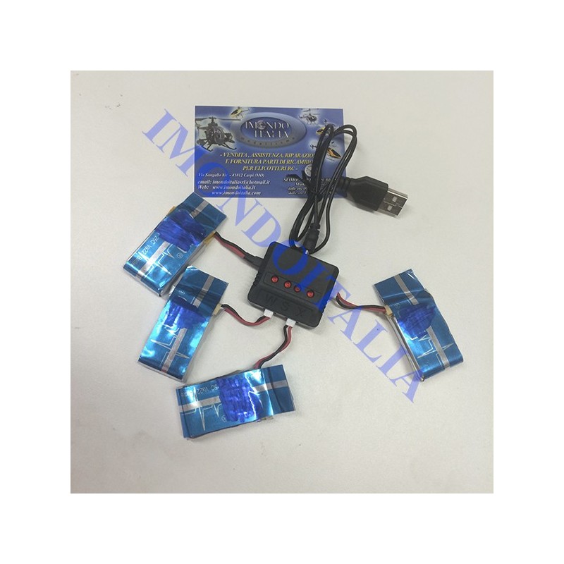 5 BATTERIE  UPGRADE x QUADRICOTTERO DRONE Syma X5SC,  x5C,  X5SW 1 A 5 3.7V 650MAH  CON USB MULTIPLO