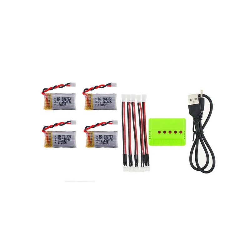 1S 3.7 V 260 mAh LiPo, Batteria per Eachine E010 JJRC H36 NIHUI NH010 GoolRC T36 RC Quadcopter Drone Ricambi